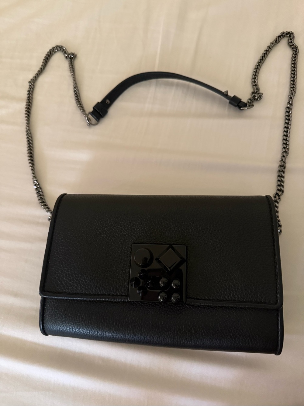 Black Leather Chain Shoulder Bag - Designer Style